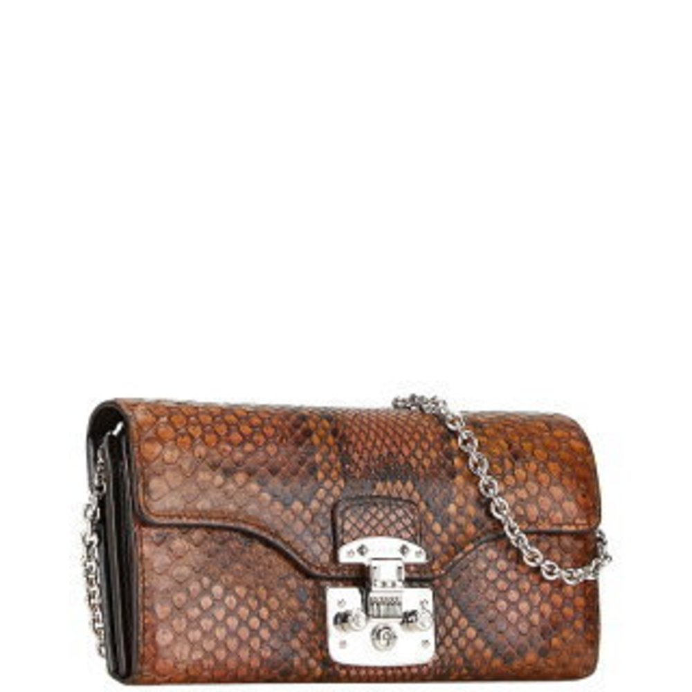 Gucci Python Snake Ladylock Chain Wallet Long Bro… - image 2